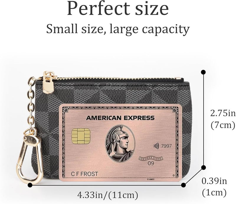 Veki Coin Purse Change Mini Purse Wallet With Key Chain Ring Zipper for Men Women Fashionable Bag Key Chain Pendant Leather Classic Clutch Purse(Black) - Image 3